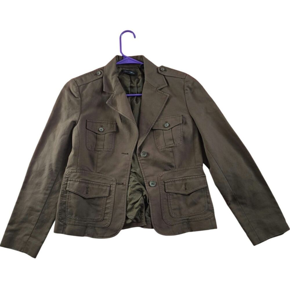 Old Money Y2K Utility Safari Jacket Olive Brown Cargo Blazer Military Field Coat